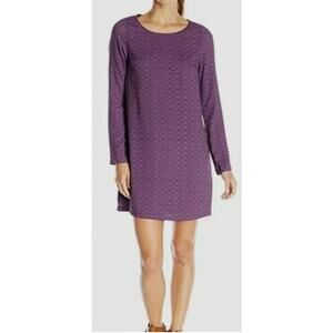 Prana Long Sleeve Shift Dress Knee Length Purple Dress Geometric Large "Cece"